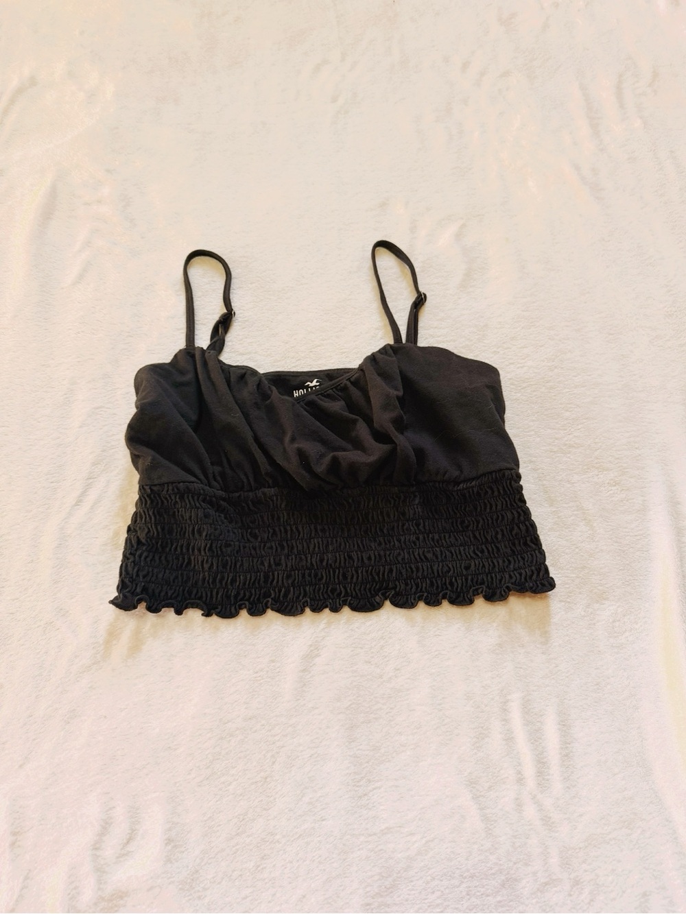 Hollister Black Smocked Cami Crop Top